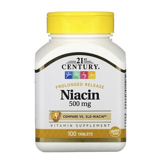 21st Century, Niacina, liberación prolongada, 500 mg, 100 tabletas