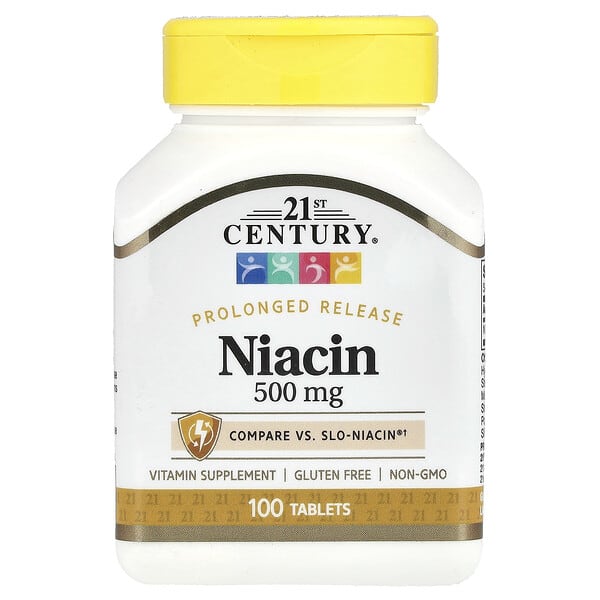 21st Century Prolonged Release Niacin, 500 mg, 100 Tablets