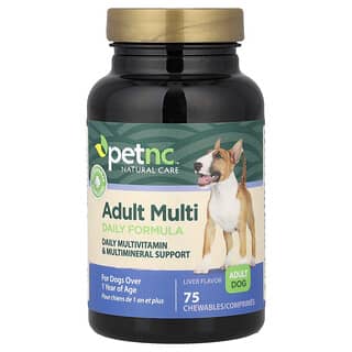 petnc NATURAL CARE, 寵物天然呵護，成年人多種日常配方，肝臟味，75片咀嚼片