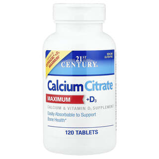 21st Century, Calcium Citrate Maximum + D3, 120 Tablets