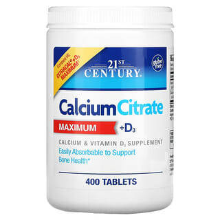 21st Century, Maximum de citrate de calcium + D3, 400 comprimés