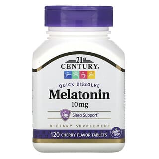 21st Century, Quick Dissolve Melatonin, schnell auflösendes Melatonin, Kirschgeschmack, 10 mg, 120 Tabletten