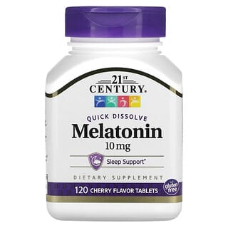 21st Century, Melatonina de disolución rápida, Sabor a cereza, 10 mg, 120 comprimidos