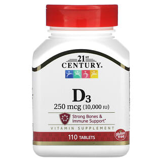 21st Century, Vitamine D3, 250 µg (10 000 UI), 110 comprimés