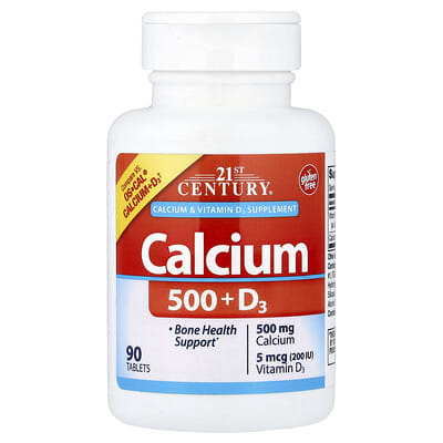 21st Century, Calcium 500 + Vitamin D3, 90 Tablets
