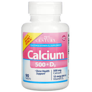 21st Century, Calcium 500 + D3, 90 comprimés
