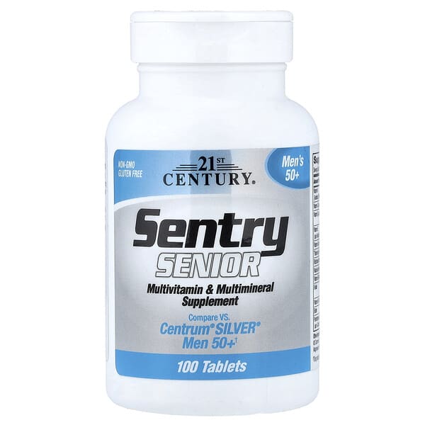 21st Century, Sentry Senior，複合維生素和礦物質補充劑，男性 50+，100 片裝