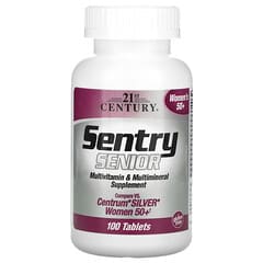 21st Century, Sentry Senior ผลิตภัณฑ์เสริมอาหารชนิดวิตามินและแร่ธาตุรวมสำหรับผู้หญิงวัย 50+ บรรจุ 100 เม็ด