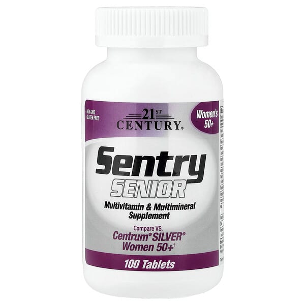 21 سينتري‏, Sentry Senior، للنساء أكبر من 50 عامًا ، مكمل غذائي متعدد الفيتامينات والمعادن، 100 قرص