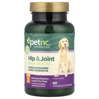 petnc NATURAL CARE, Hip & Joint Daily Health, For Dogs, Level 2, Liver, 60 Chewables