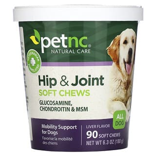 petnc NATURAL CARE, Hip & Joint, All Dog, Liver, 90 Soft Chews, 6.3 oz (180 g)