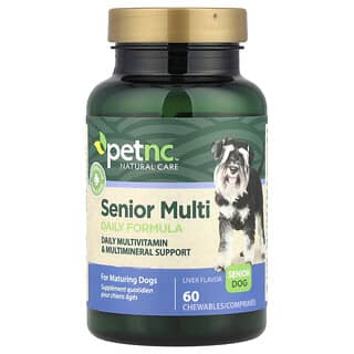 petnc NATURAL CARE, Cuidados Naturais para Animais de Estimação, Fórmula Sênior Diária, Cães Mais Velhos, Sabor de Fígado, 60 Gomas