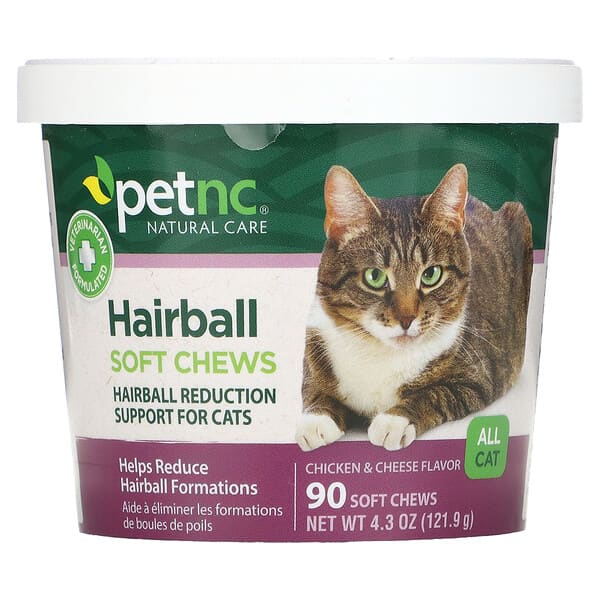 petnc NATURAL CARE, Hairball Soft Chews, All Cat, Chicken & Cheese, 90 Soft Chews, 4.3 oz (121.9 g)