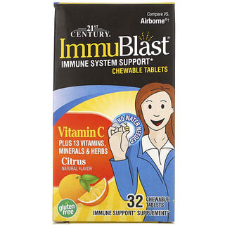 21st Century, ImmuBlast, Vitamina C, Citrus, 32 Comprimidos Mastigáveis