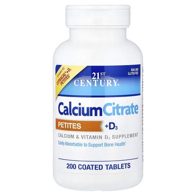 21st Century, Calcium Citrate + Vitamin D3, Coated Tablets, 200 Tablets