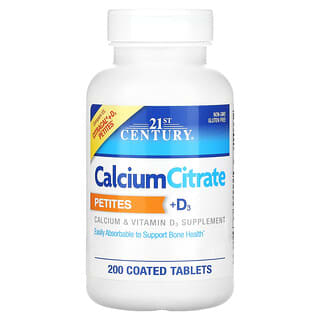 21st Century, Calcium Citrate Petites + D3, 200 Coated Tablets