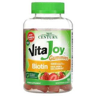 21 سينتري‏, علكات البيوتين VitaJoy ، بنكهة الفراولة الطبيعية، 2,500 مكجم، 120 علكة نباتية.