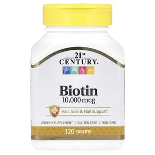 21st Century, биотин, 10 000 мкг, 120 таблеток