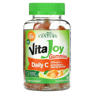 21st Century, VitaJoy، علكات فيتامين جـ اليومية، 125 ملجم، 60 علكة نباتية