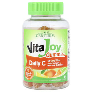 21st Century, VitaJoy® Daily C, жевательные таблетки, со вкусом цитрусовых, 60 вегетарианских жевательных таблеток (125 мг в 1 жевательной таблетке)
