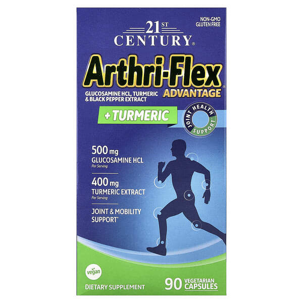 21st Century, Arthri-Flex 어드밴티지 + 강황, 베지 캡슐 90정