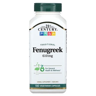 21st Century, Fenogreco tradicional, 610 mg, 100 cápsulas vegetales