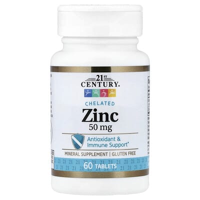 21st Century, Chelated Zinc, 50 mg, 60 Tablets
