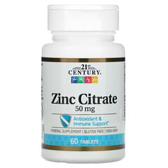 21st Century, Citrato de zinc, 50 mg, 60 comprimidos