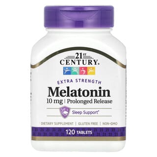 21st Century, Melatonina, Concentración extra, Liberación prolongada, 10 mg, 120 comprimidos