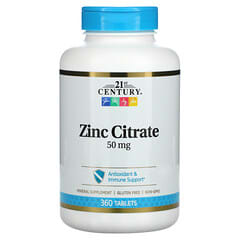 21st Century, Citrato de Zinco, 50 mg, 360 Comprimidos