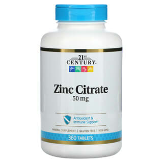 21st Century, Citrato de Zinco, 50 mg, 360 Comprimidos