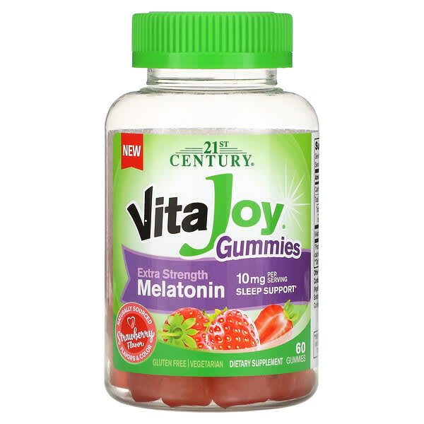 21st Century, Vita Joy Melatonin Gummies，特強型，草莓味，10 毫克，60 粒軟糖（每粒軟糖 5 毫克）