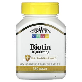 21st Century, Биотин, 10 000 мкг, 360 таблеток