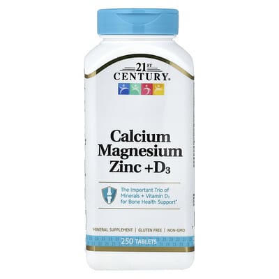 21st Century, Calcium Magnesium Zinc + D3, 250 Tablets