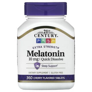 21st Century, швидкорозчинний мелатонін підвищеної сили, вишня, 10 мг, 360 таблеток