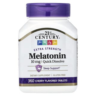 21st Century, Szybko rozpuszczająca się melatonina, wiśnia, 10 mg, 360 tabletek