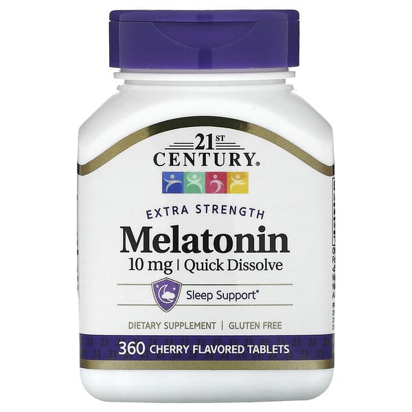 21st Century Melatonin, Quick Dissolve, Cherry, 10 mg, 360 Tablets