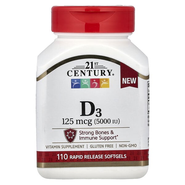 Vitamin D3, 125 mcg (5000 IU), 110 Rapid Release Softgels