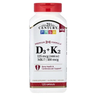 21st Century, D3 + K2, 120 Capsules
