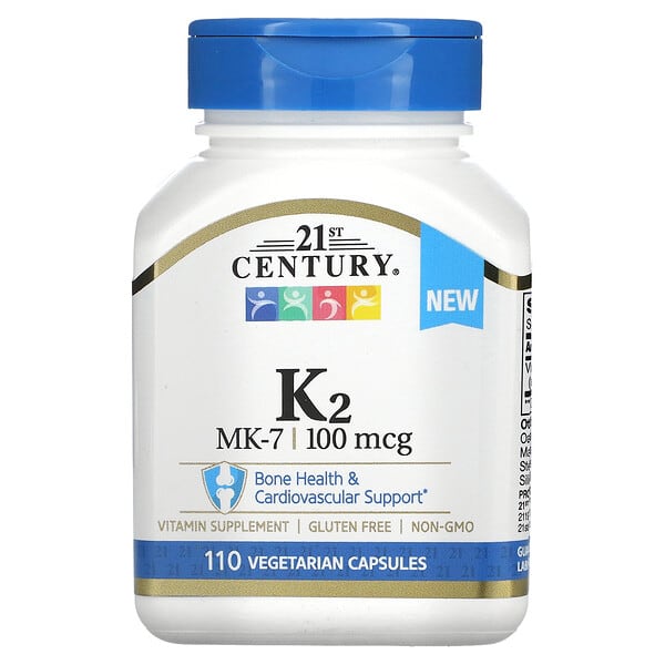 21st Century, K2、MK-7、100mcg、ベジカプセル110粒