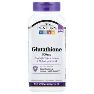 21st Century, Glutathione Plus extrait de chardon-Marie et acide alpha-lipoïque, 120 capsules végétariennes