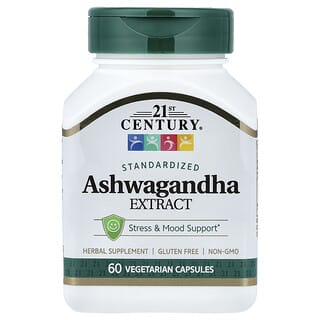21st Century, Стандартизированный экстракт ашваганды, 60 вегетарианских капсул (500 мг на капсулу)