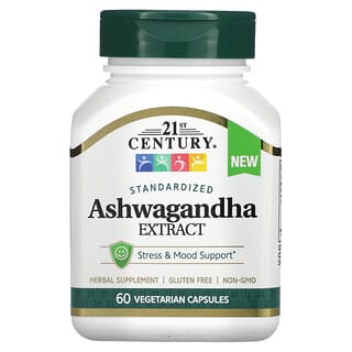 21st Century, Extrait d'ashwagandha standardisé, 60 capsules végétariennes