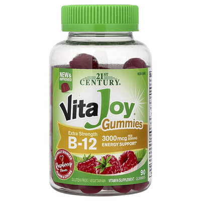 21st Century, VitaJoy® B-12 Gummies, Raspberry Flavor, 90 Gummies (1,500 mcg each gummy)