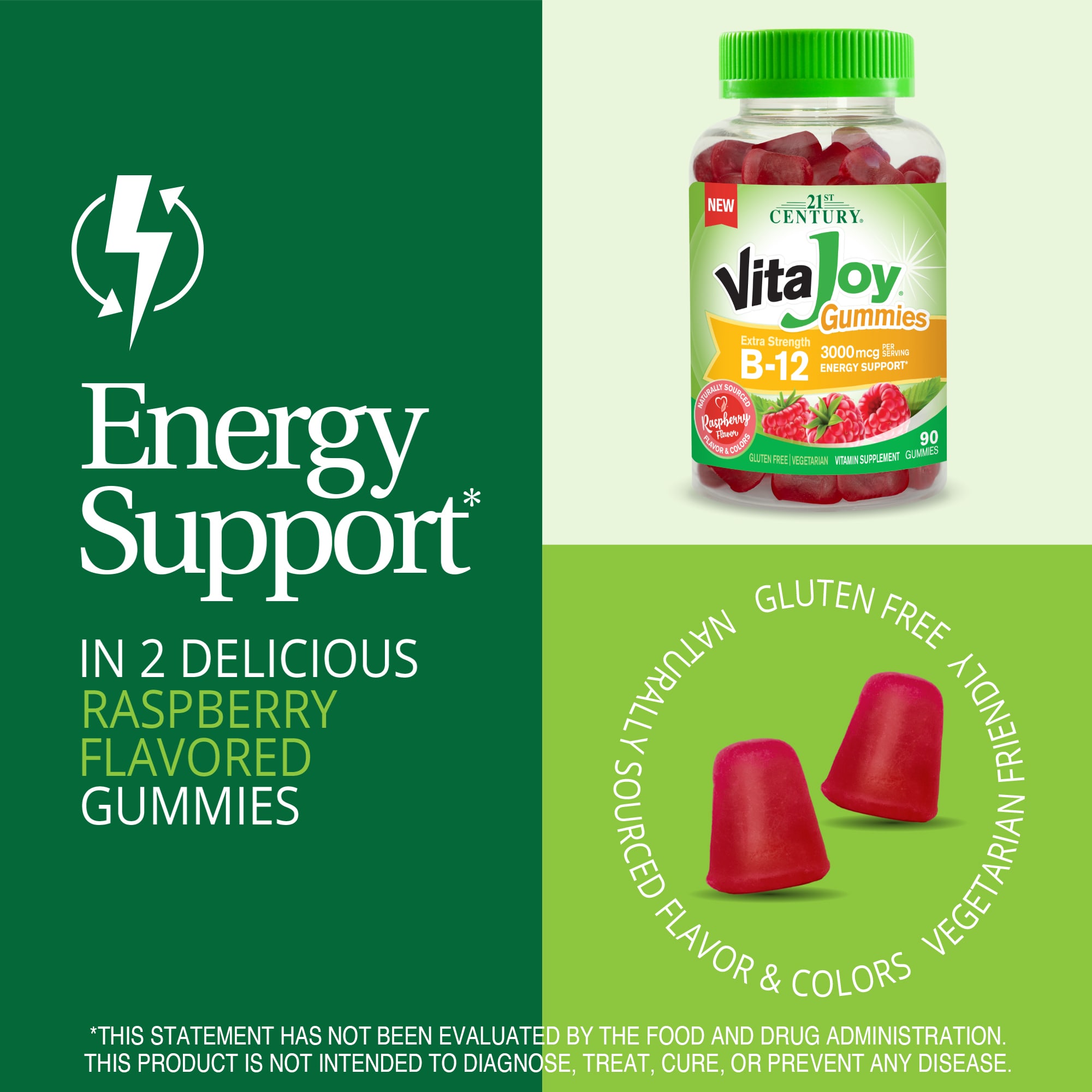 21st Century, VitaJoy Gummies, B-12, Extra Strength, Raspberry, 3,000 ...