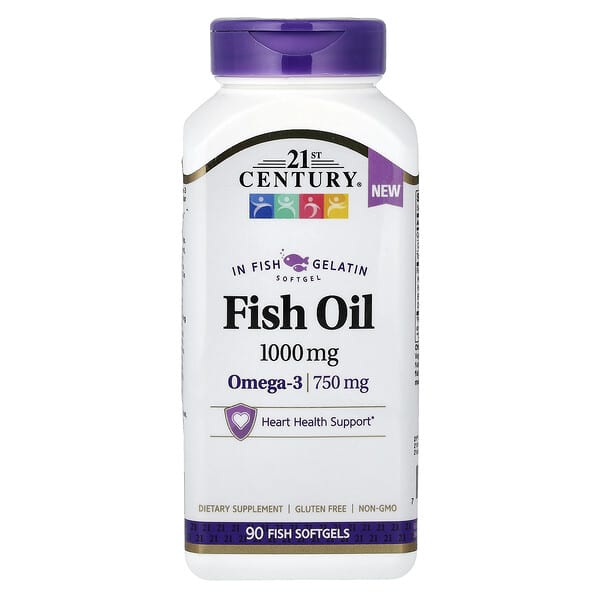 21st Century, Fish Oil, 1,000 mg, 90 Fish Softgels — product photo 1