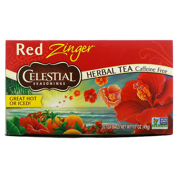 سيليستيال سيزونينس‏, شاي أعشاب، Red Zinger، خالٍ من الكافيين، 20 كيس شاي، 1.7 أونصة (49 جم)