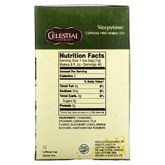 Celestial Seasonings, Herbal Tea, Sleepytime, Sem Cafeína, 40 Saquinhos de Chá, 59 g (2,1 oz)