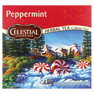 Celestial Seasonings, Herbal Tea, Peppermint, Caffeine Free, 40 Tea Bags, 2.3 oz (66 g)