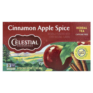 Celestial Seasonings‏, תה צמחים, קינמון ותפוח, נטול קפאין, 20 שקיקי תה, 48 גרם (1.7 אונקיות)